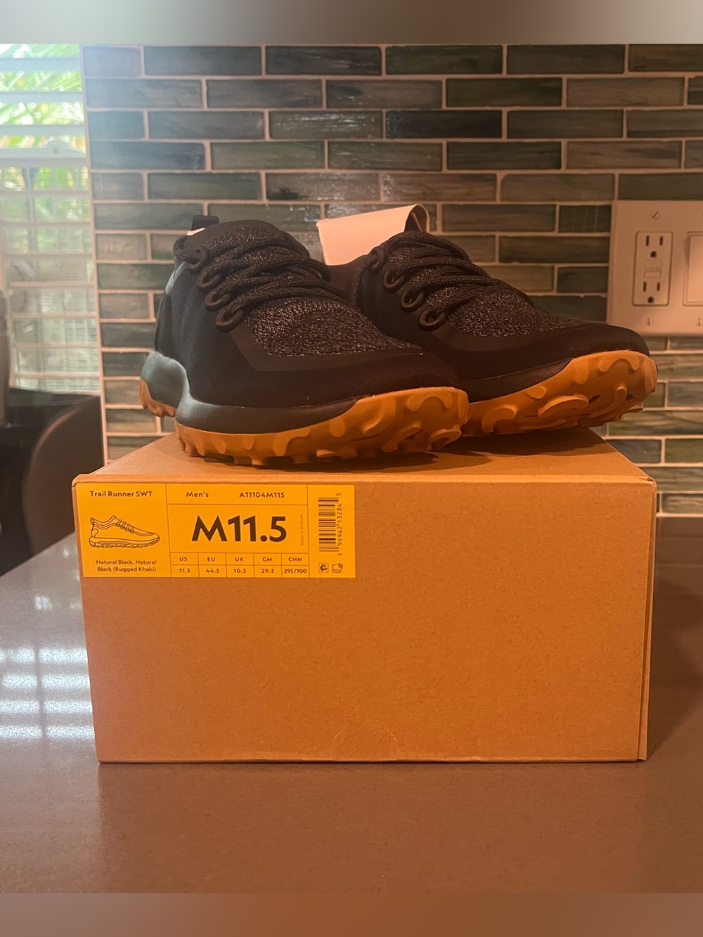 All birds Men's Black  Sneakers with Gum Sole